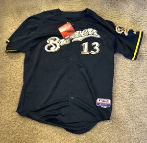 lot 41E image: Zach Greinke Milwaukee Brewers Baseball Jersey, New with tags, Size 54 Majestic MLB Authentic
