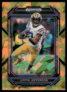 lot 16E image: Justin Jefferson Gold 2023 Panini Prizm Draft Picks Prizms Gold Ice #61 Football Card