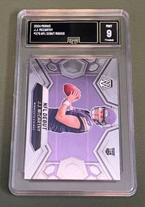 lot 13E image: JJ McCarthy Graded 9 Mint 2024 Mosaic #275 NFL Debut Rookie Football Card