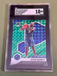 lot 17E image: Kevin Garnett SGC 10 Gem Mint 2020-21 Mosaic Green Prizm All-Time Greats #283 Basketball Card