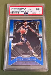 lot 20E image: Nickeil Alexander Walker 175 RC 2019 Blue Prizm Fast Break PSA 9 Mint, Numbered 094175, Basketball Card