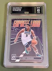 lot 23E image: Anthony Edwards Graded 10 Gem Mint 2023 Donruss Optic Express Lane #24 Basketball Card
