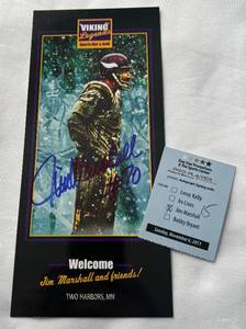 lot 62C image: Jim Marshall Signed Viking Legends Sports Bar and Grill Menu - Minnesota Vikings Football