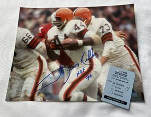 lot 76C image: Leroy Kelly Signed 8x10 Photo Inscribed HOF 94 - Cleveland Browns Football