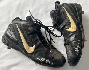 lot 24C image: Mathew LeCroy Game-Used and Signed Spikes - Minnesota Twins Baseball