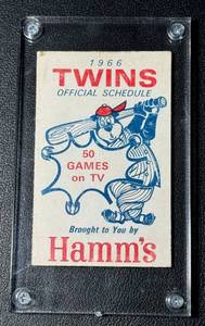 lot 7D image: 1966 Minnesota Twins Vintage Official Pocket Schedule w Hamms Beer Ad
