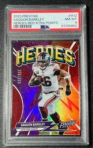 lot 13D image: Saquon Barkley 268399 PSA 8 2023 Prestige Heroes Red Xtra Points #H-12 Football Card