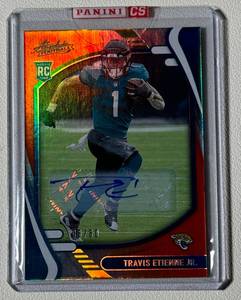 lot 18D image: Travis Etienne Auto RC 60 2021 Absolute #112, numbered 0660, Signed Football Rookie Card