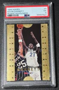 lot 48D image: Kevin Garnett RC PSA 5 1996 Hoops Rookie Headliners #4 Rookie Basketball Card