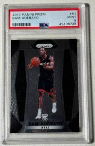 lot 80D image: Bam Adebayo RC PSA 9 Mint #51 2017 Prizm Rookie Basketball Card