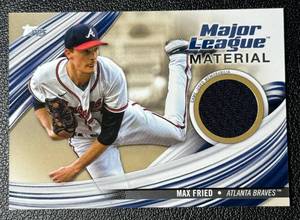 lot 93D image: Max Fried 50 Relic 2023 Topps Major League Material #MLM-MF, numbered 1650, Baseball Card