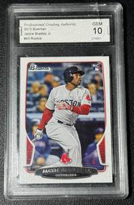 lot 96D image: Jackie Bradley Jr. RC Graded 10 Gem Mint 2013 Bowman #43 Baseball Card