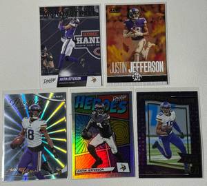 lot 172C image: Justin Jefferson 5 Card Minnesota Vikings Football Lot
