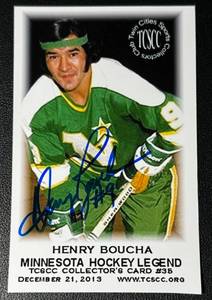 lot 179C image: Henry Boucha Signed  Auto Minnesota North Stars Hockey Card Photo