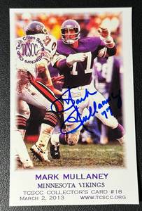 lot 187C image: Mark Mullaney Signed  Auto Minnesota Vikings Football Photo Card