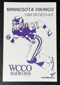 lot 190C image: 1989 Minnesota Vikings Pocket Football Schedule
