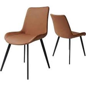 Brown Faux Leather Upholstered Modern Style Dining Chair with Carbon Steel Legs (Set of 2) Customer Returns See Pictures