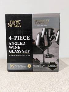 NEW THYME & TABLE SPECIALTY BARWARE 4-PIECE ANGLED WINE GLASS