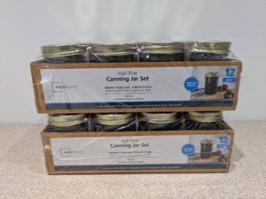 2 NEW CASE OF MAINSTAYS HALF PINT CANNING JARS