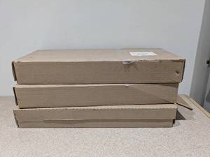 3 NEW RUBBERMAID GD OAK SHELF SETS ( 5 PER CASE )