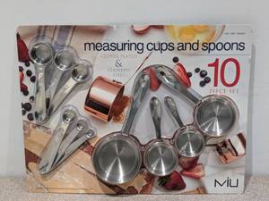 NEW MIU COPPER PLATED & STAINLESS STEEL MEASURING CUPS AND SPOONS 10 PIECE SET