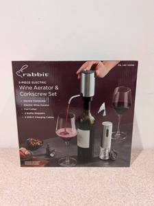 NEW RABBIT 5 PIECE WINE AERATOR & CORKSCREW SET