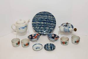 lot 25 image: Blue & White Asian-Inspired Ceramic Dishware  Made in Japan