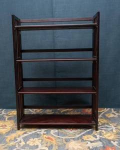 lot 36A image: Collapsible Shelf Unit with Four Shelves  Dark Wood Finish