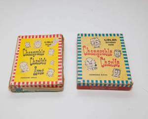 lot 49 image: 1948 Changeable Charlie & Changeable Charlies Aunt Wood Blocks  4,194,304 Different Faces  w Box