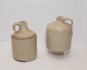 lot 51 image: Antique Primitive Stoneware Jugs - Set of Two