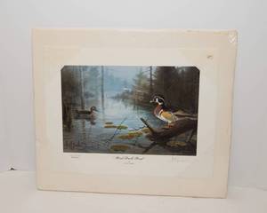 lot 98 image: Wood Duck Pond by Les C. Kouba Signed and Numbered Art Print