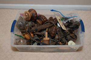 lot 106 image: Tote Filled with Assorted Vintage and Modern Hardware