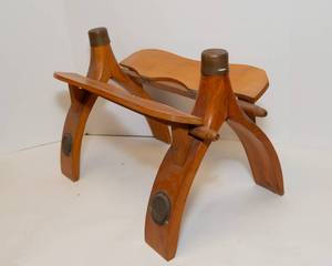 lot 116 image: Unique Vintage Camel SaddleFootstool
