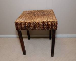 lot 118 image: Woven Bamboo Outdoor Side Table