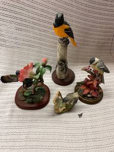 lot 1M image: Intricate Bird Figurine Collection Set of Four
