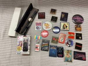 lot 6M image: Broadway Buttons  Magnets Collectibles Lot with Barbara Streisand Watch & More