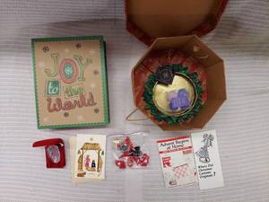 lot 7H image: Vintage Christmas Decor Lot Joy Box, Ornaments & More