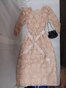 lot 8H image: Vintage Cadenet Lace Dress & Beaded Purse