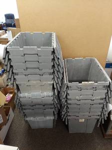 lot 49H image: Heavy-Duty Stacking Plastic Storage Bins, Lot of 15-20