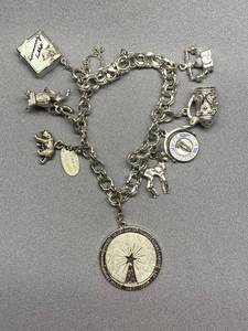 lot 19B image: Vintage Sterling Silver Charm Bracelet with Markings