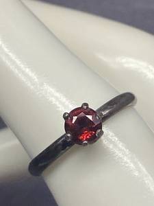lot 26B image: 925 Sterling Silver Garnet Solitaire Ring Elegant Jewelry
