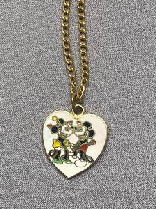 lot 34B image: Vintage Walt Disney Productions Heart Necklace - Mickey and Minnie Mouse