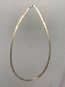 lot 37B image: Italy 925 Sterling Silver Necklace Flat Chain Italian Design