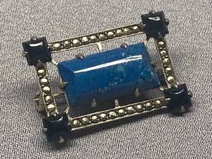 lot 38B image: Vintage Art Deco Wachenheimer Blue Sodalite Silver Brooch