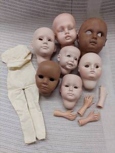 lot 18DA image: Vintage Porcelain Doll Heads and Parts Lot for Crafting and Collectors