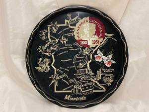 lot 83 image: Vintage 1958 Minnesota Centennial Tray Map Collectible