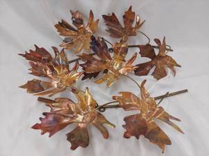 lot 127 image: Handcrafted Copper Leaf Wall Art Sculpture