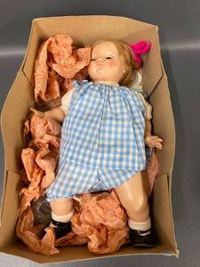lot 45D image: Vintage Madame Alexander Doll in Blue Gingham Dress 1950s Style