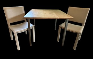 lot 61 image: Room and Board Table with Two Maria Yea Chairs