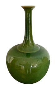 lot 74 image: Pottery Barn Lime Green Long Neck Vase